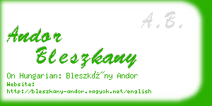 andor bleszkany business card